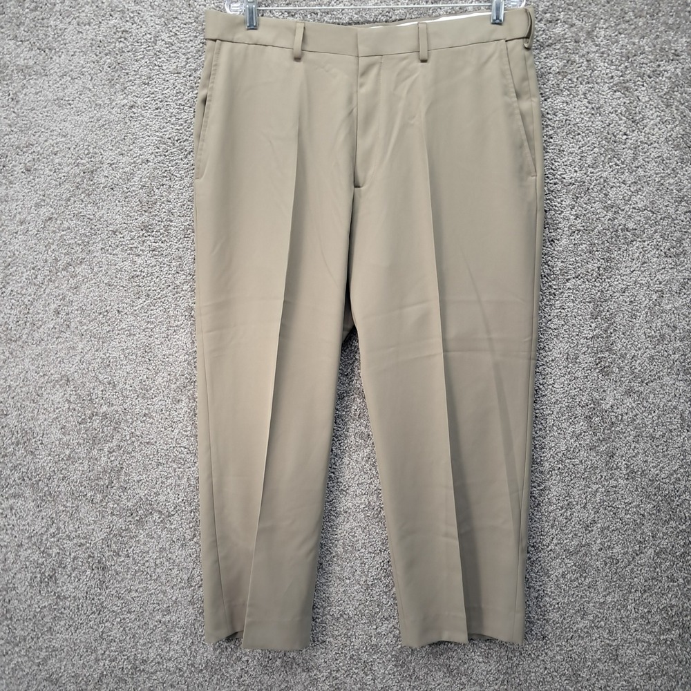 Haggar Mens Tan Khaki‎ Flat Front Dress Pants Slacks 36x29 WPL 386